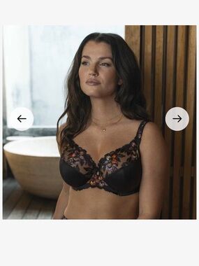Fantasie Black Underwire Bra with Multicolor Floral Embroidery